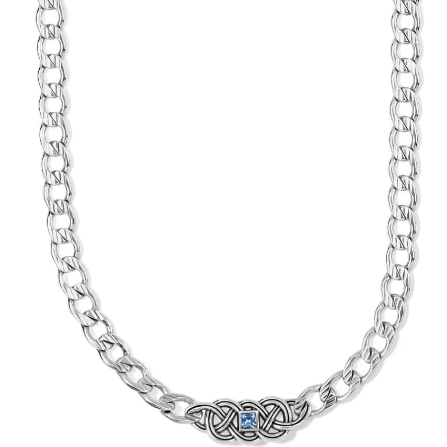 Necklaces>Brighton Interlok Lustre Collar Necklace Silver-LightSapphire