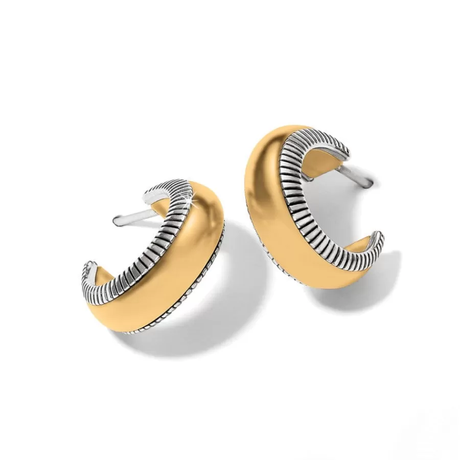 Earrings>Brighton Interlok Noir Golden Small Hoop Earrings Silver-Gold