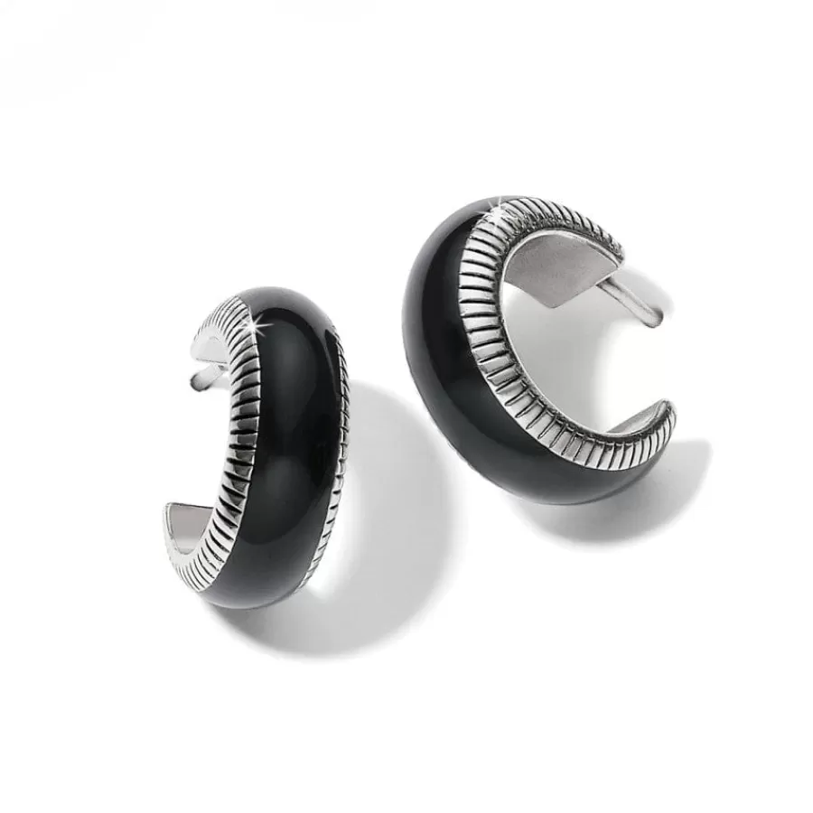 Earrings>Brighton Interlok Noir Small Hoop Earrings Silver-Black