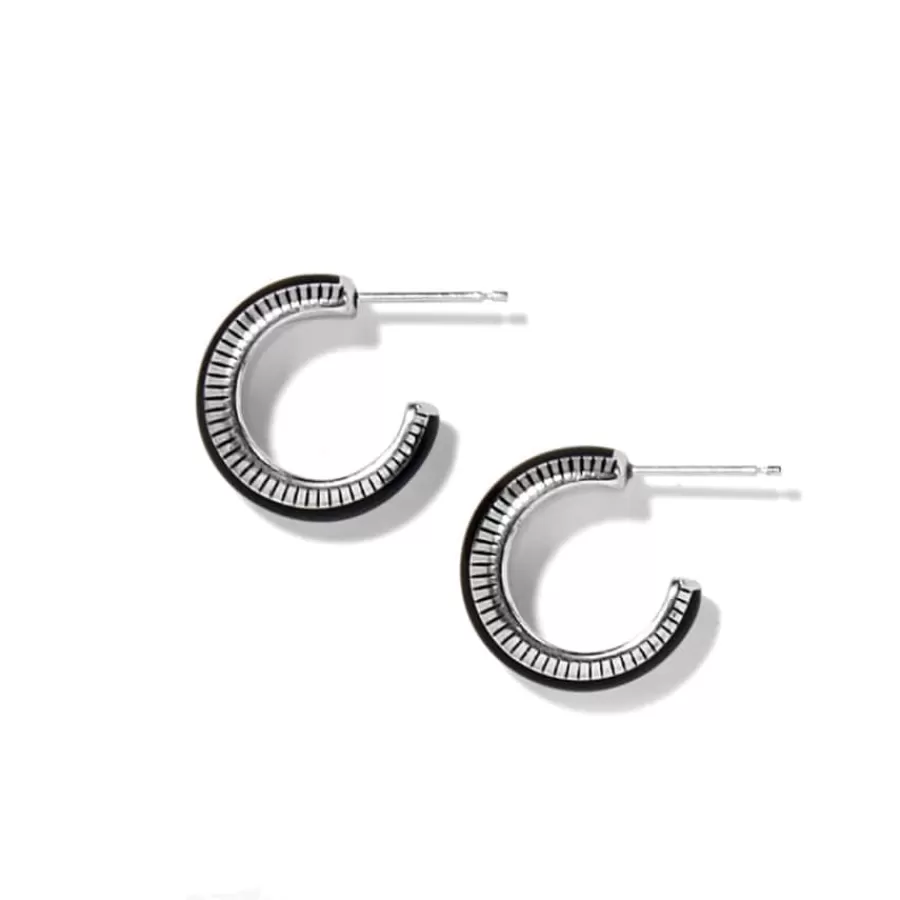 Earrings>Brighton Interlok Noir Small Hoop Earrings Silver-Black