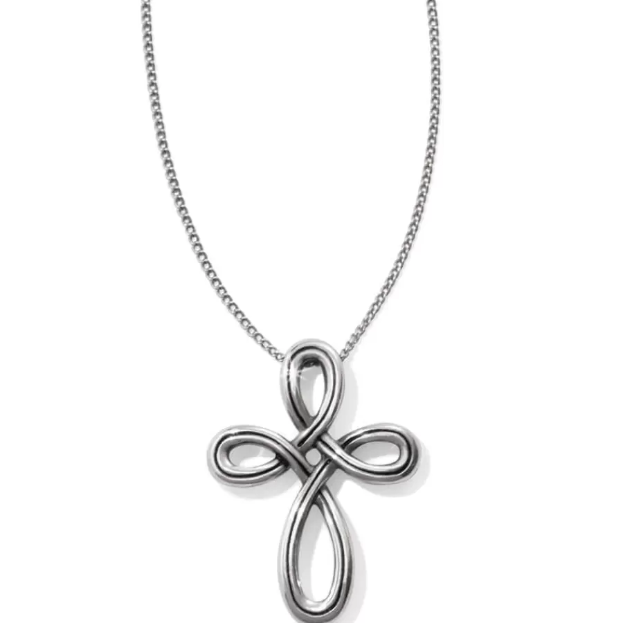 Necklaces>Brighton Interlok Petite Cross Necklace Silver