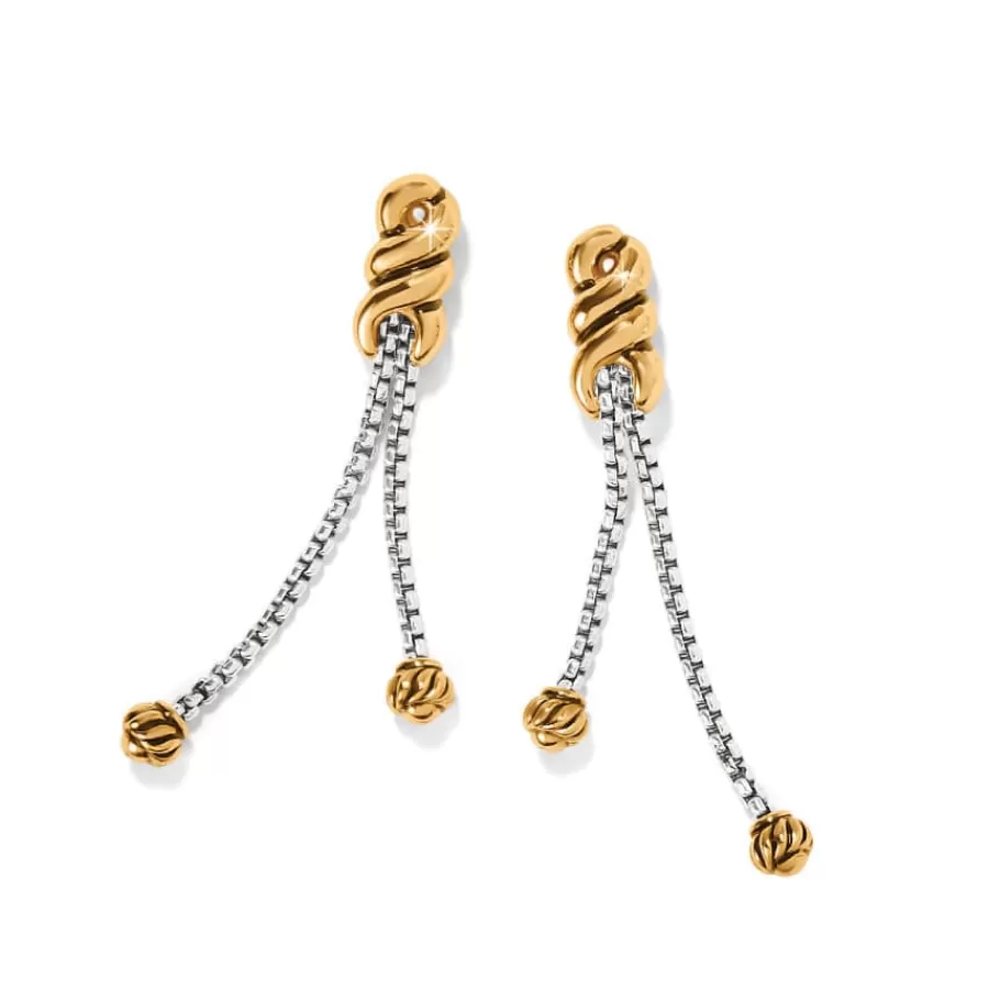 Earrings>Brighton Interlok Twist Double Chain Post Drop Earrings Silver-Gold