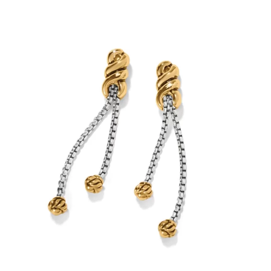 Earrings>Brighton Interlok Twist Double Chain Post Drop Earrings Silver-Gold