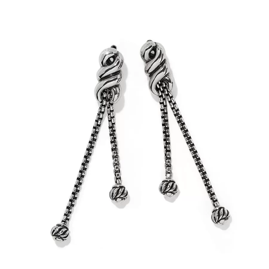 Earrings>Brighton Interlok Twist Double Post Drop Earrings Silver