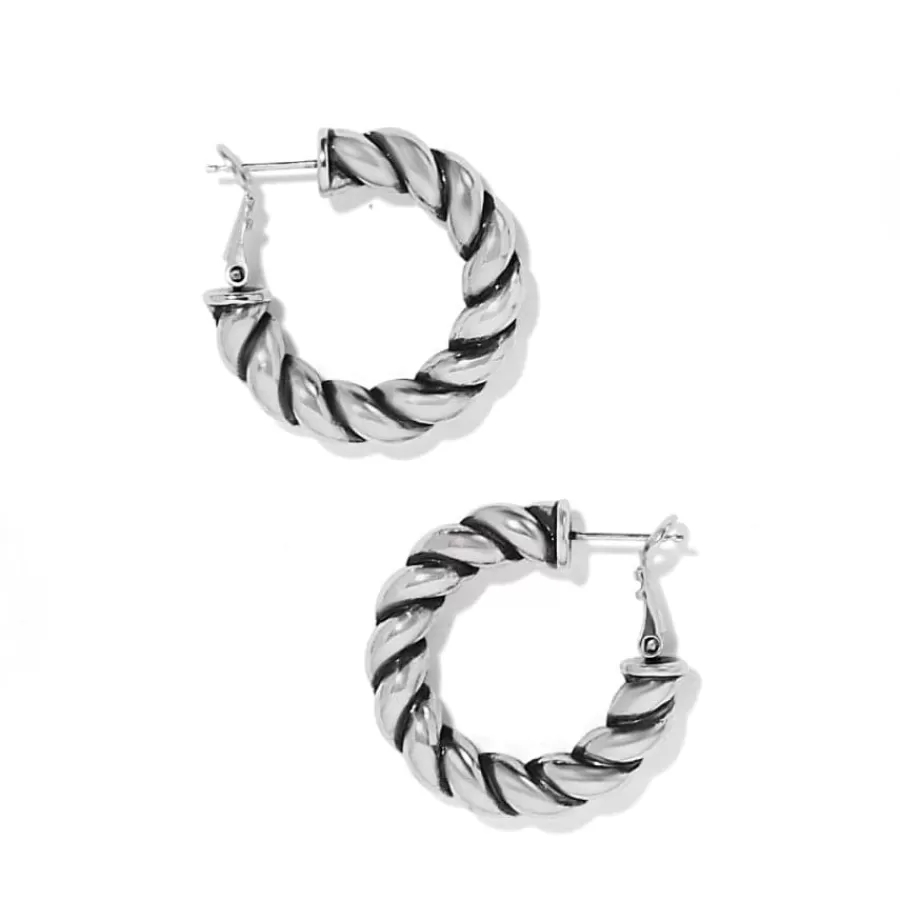 Earrings>Brighton Interlok Twist Medium Leverback Hoop Earrings Silver