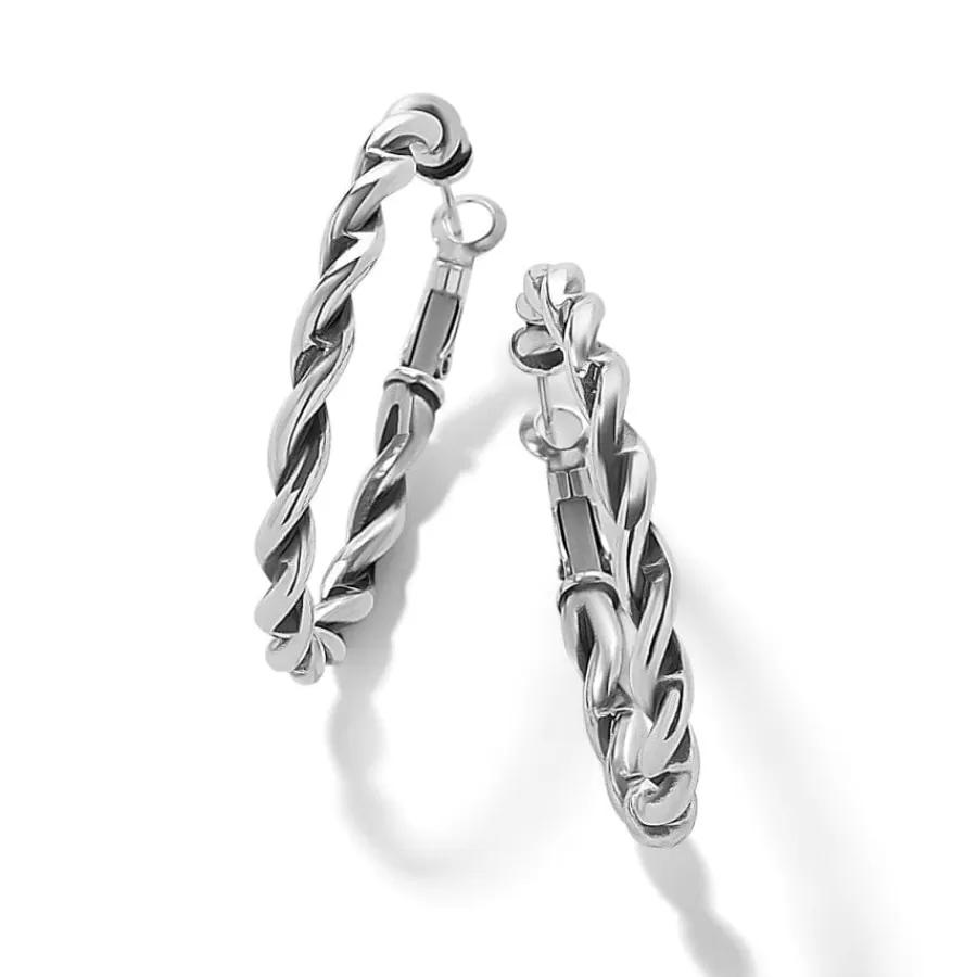 Earrings>Brighton Interlok Twist Oval Leverback Hoop Earrings Silver