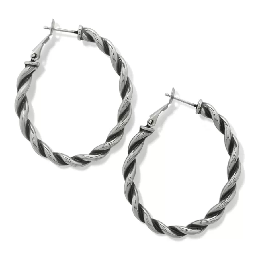 Earrings>Brighton Interlok Twist Oval Leverback Hoop Earrings Silver