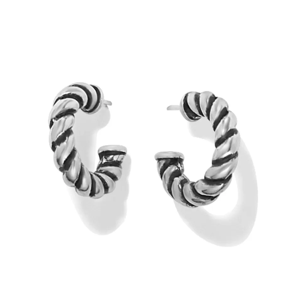 Earrings>Brighton Interlok Twist Small Post Hoop Earrings Silver