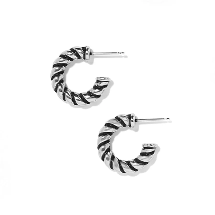 Earrings>Brighton Interlok Twist Small Post Hoop Earrings Silver