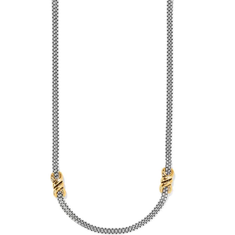 Necklaces>Brighton Interlok Twist Two Tone Double Chain Necklace Silver-Gold