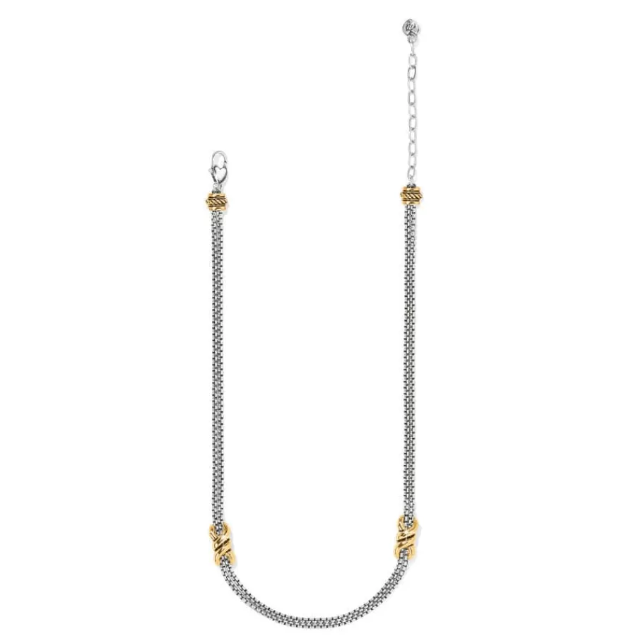 Necklaces>Brighton Interlok Twist Two Tone Double Chain Necklace Silver-Gold