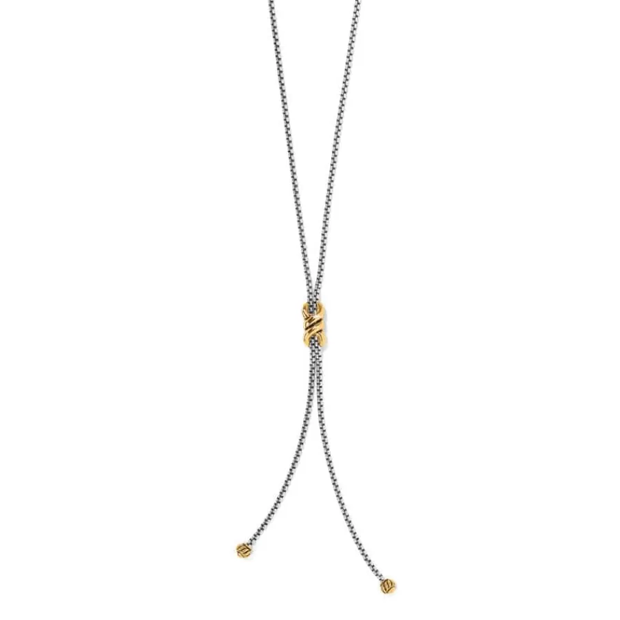 Necklaces>Brighton Interlok Twist Two Tone Lariat Necklace Silver-Gold