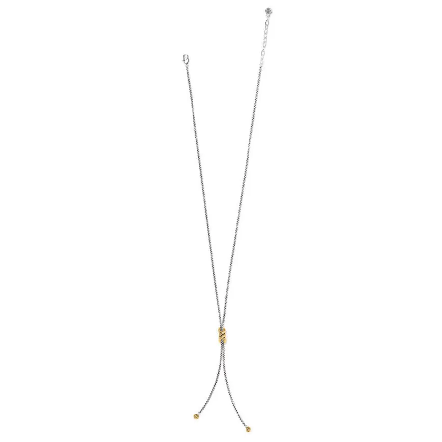 Necklaces>Brighton Interlok Twist Two Tone Lariat Necklace Silver-Gold