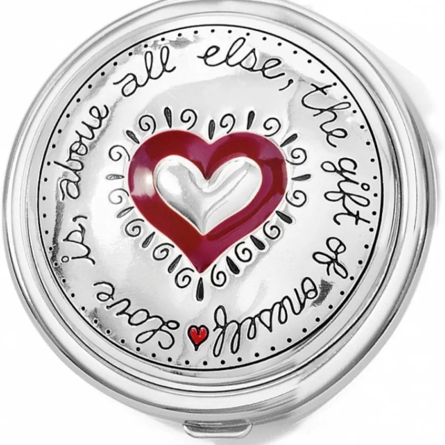 Handbag Accessories | Compacts & Pill Boxes>Brighton Joyful Heart Compact Silver-Red