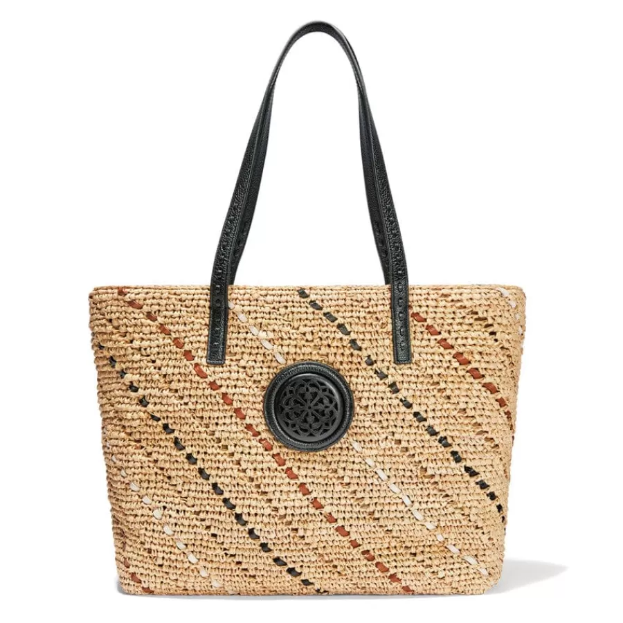 Totes | Straw>Brighton Kennis Straw Tote Natural-Black