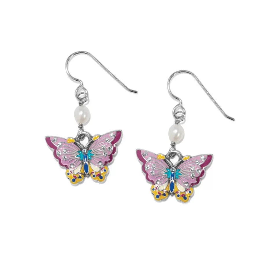 Earrings>Brighton Kyoto In Bloom Butterfly French Wire Earrings Silver-Pink