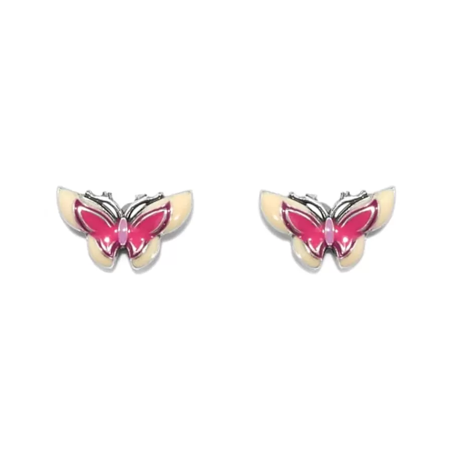 Earrings>Brighton Kyoto In Bloom Butterfly Post Earrings Silver-Pink