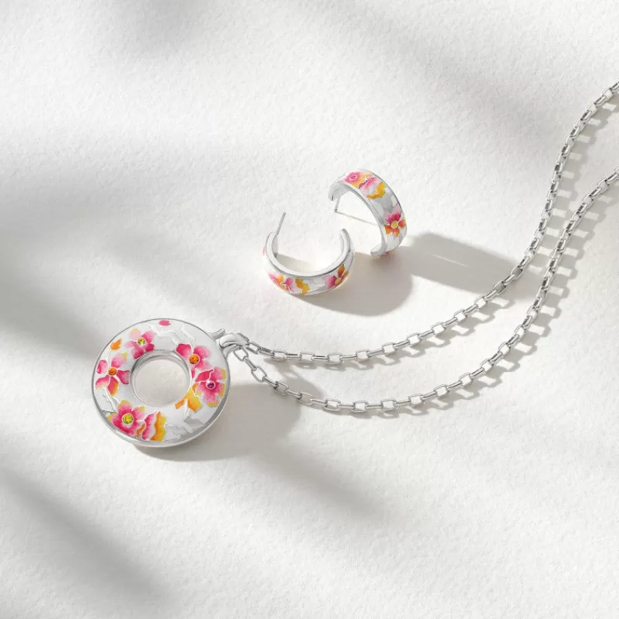 Earrings>Brighton Kyoto In Bloom Sakura Hoop Earrings White-Multi