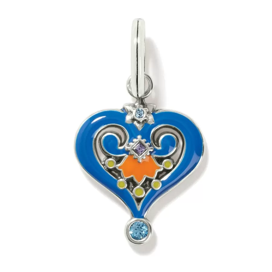 Charms>Brighton La Farfalla Heart Charm Silver-Multi