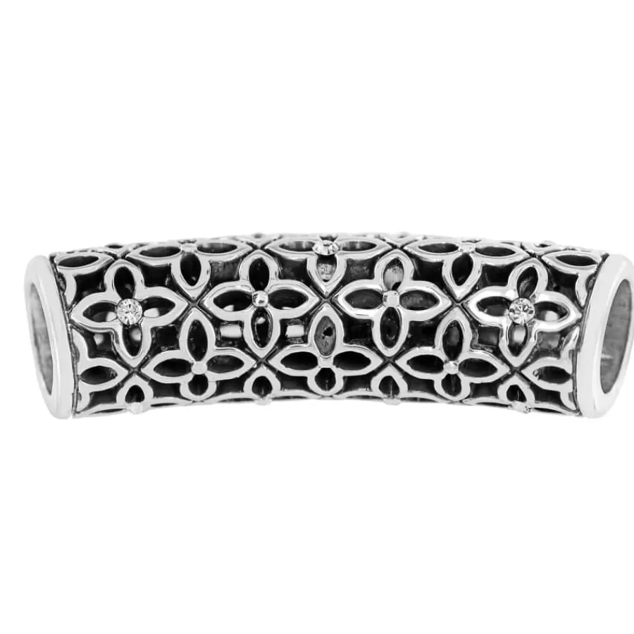 Beads & Spacers>Brighton Lattice Flower Long Bead Silver