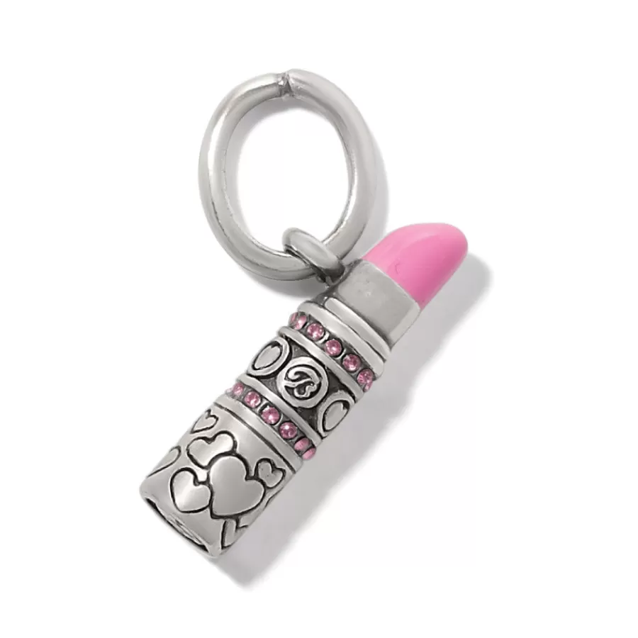 Charms>Brighton Lipstick Charm Silver-Pink