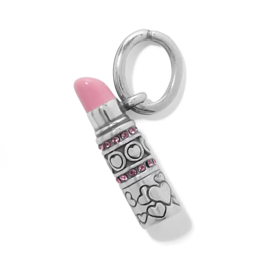 Charms>Brighton Lipstick Charm Silver-Pink