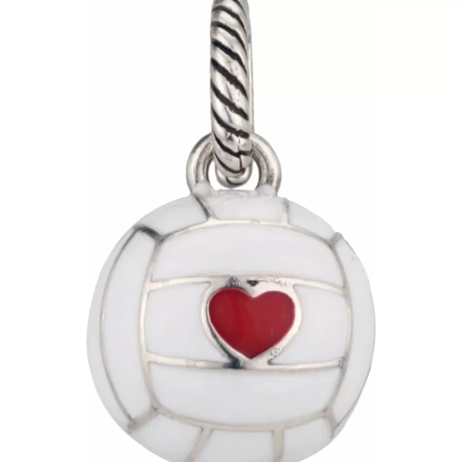 Charms>Brighton Love Volley Ball Charm Silver-White