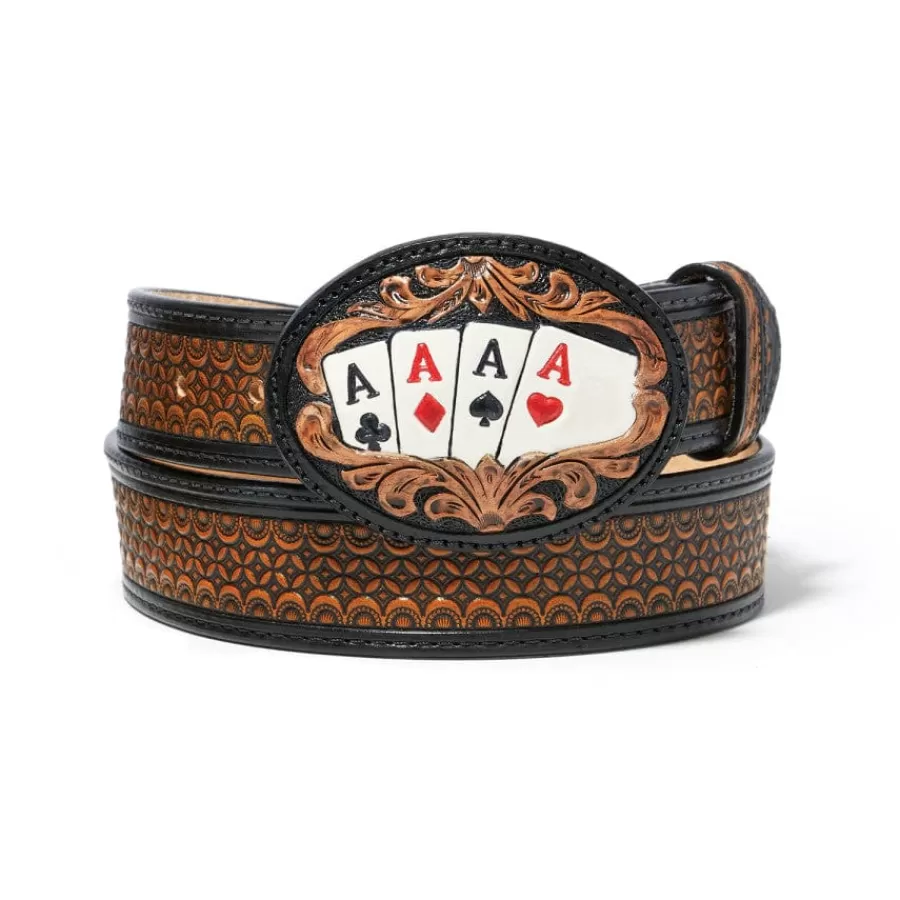 Men'S Belts & Wallets>Brighton Lucky Aces Belt Black