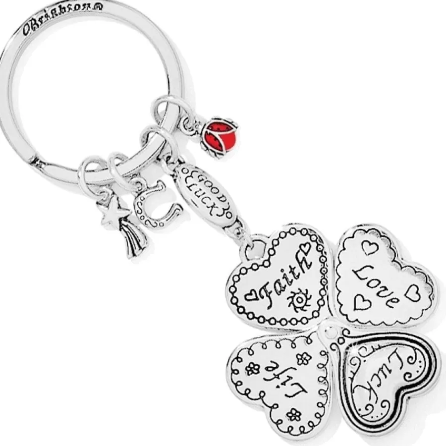 Key Fobs>Brighton Lucky Clover Heart Key Fob Silver