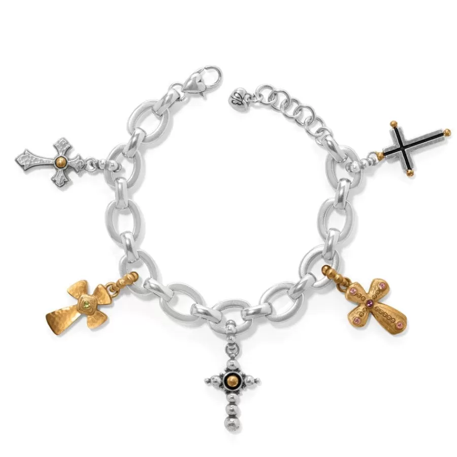 Bracelets>Brighton Majestic Cross Charm Bracelet Silver-Gold