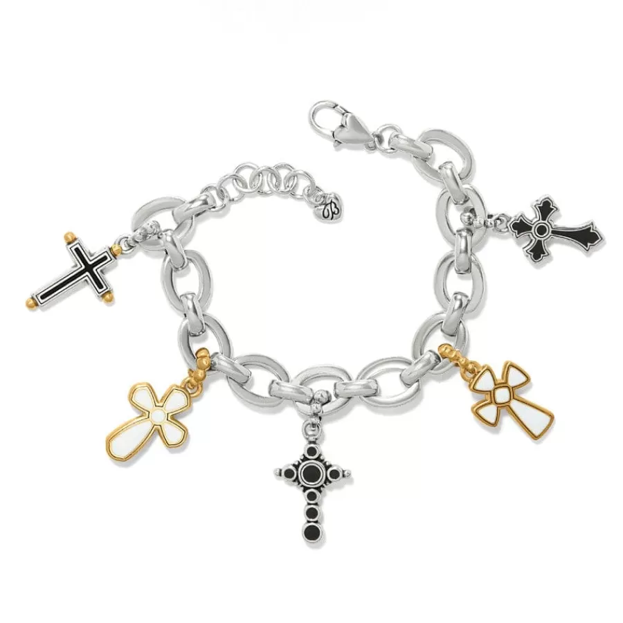 Bracelets>Brighton Majestic Cross Charm Bracelet Silver-Gold