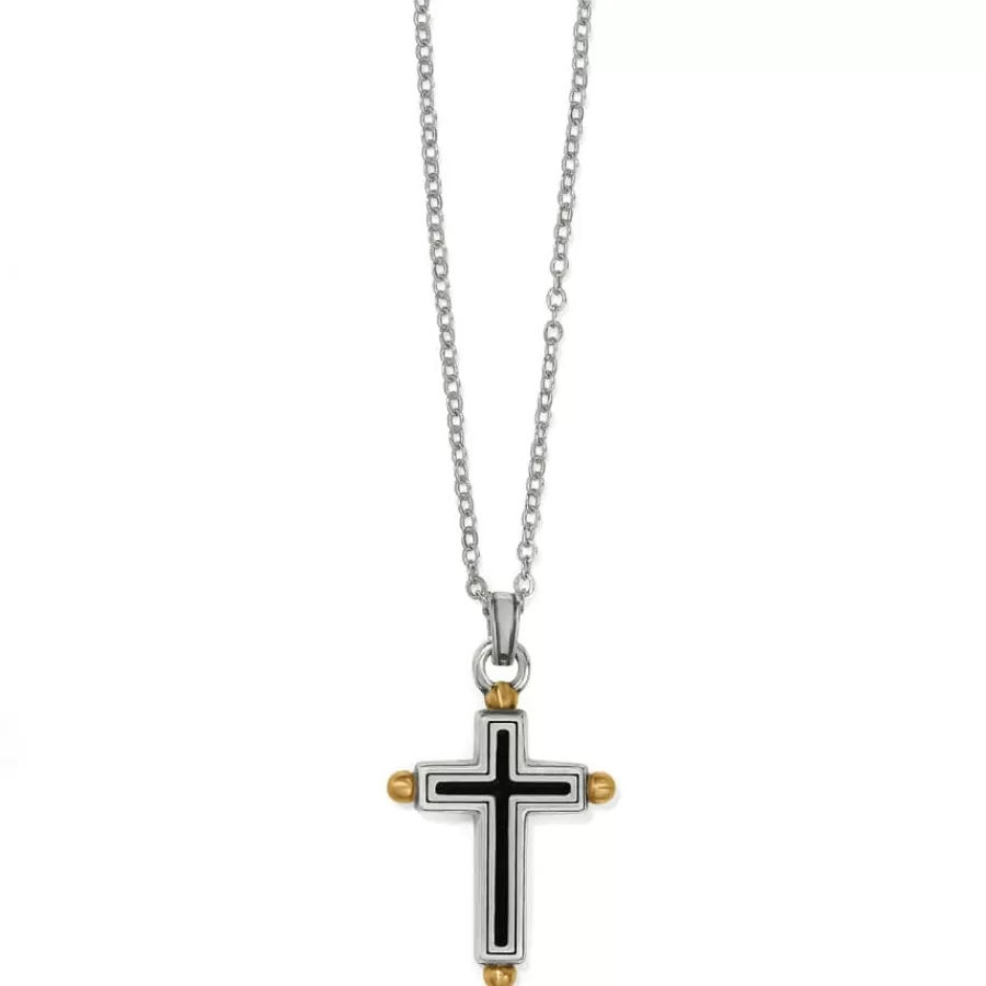 Necklaces>Brighton Majestic Gallant Cross Reversible Necklace Silver-Gold