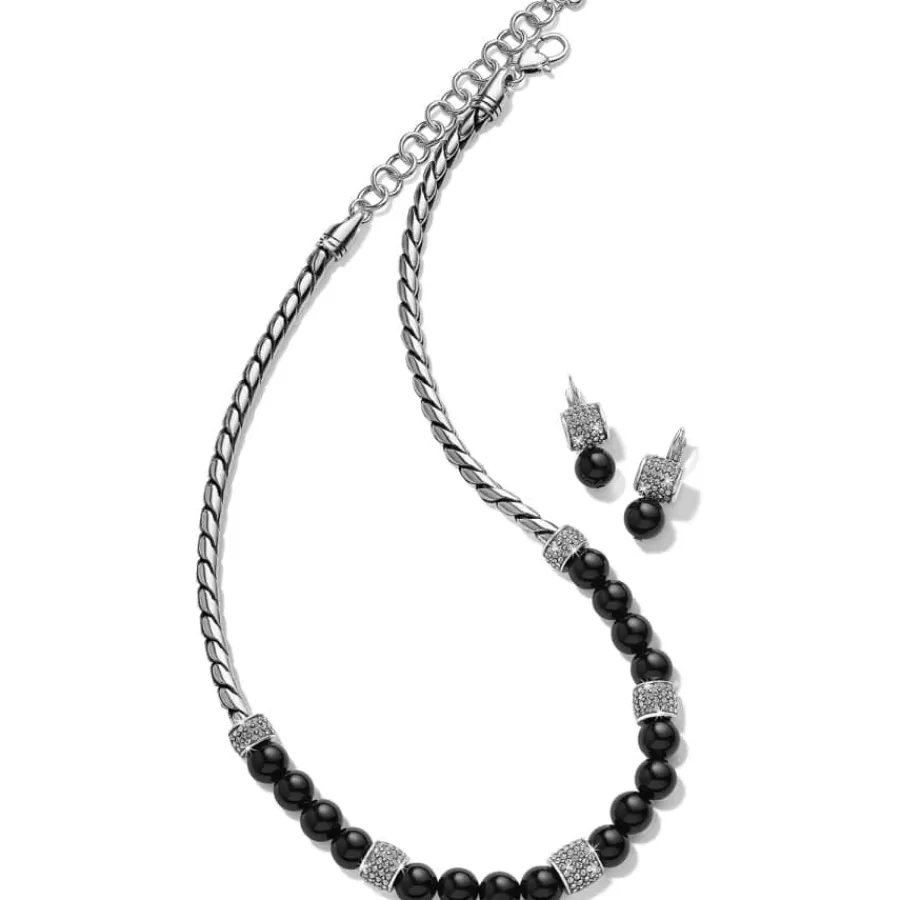 Earrings>Brighton Meridian Bead Leverback Earrings Black-Silver