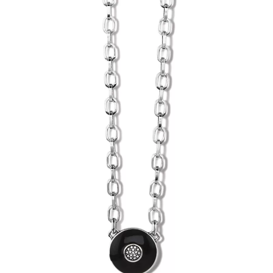 Necklaces>Brighton Meridian Eclipse Disc Necklace Silver-Black