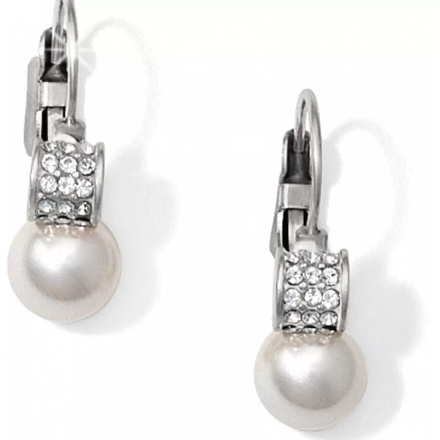 Earrings>Brighton Meridian Petite Pearl Leverback Earrings Silver-Pearl