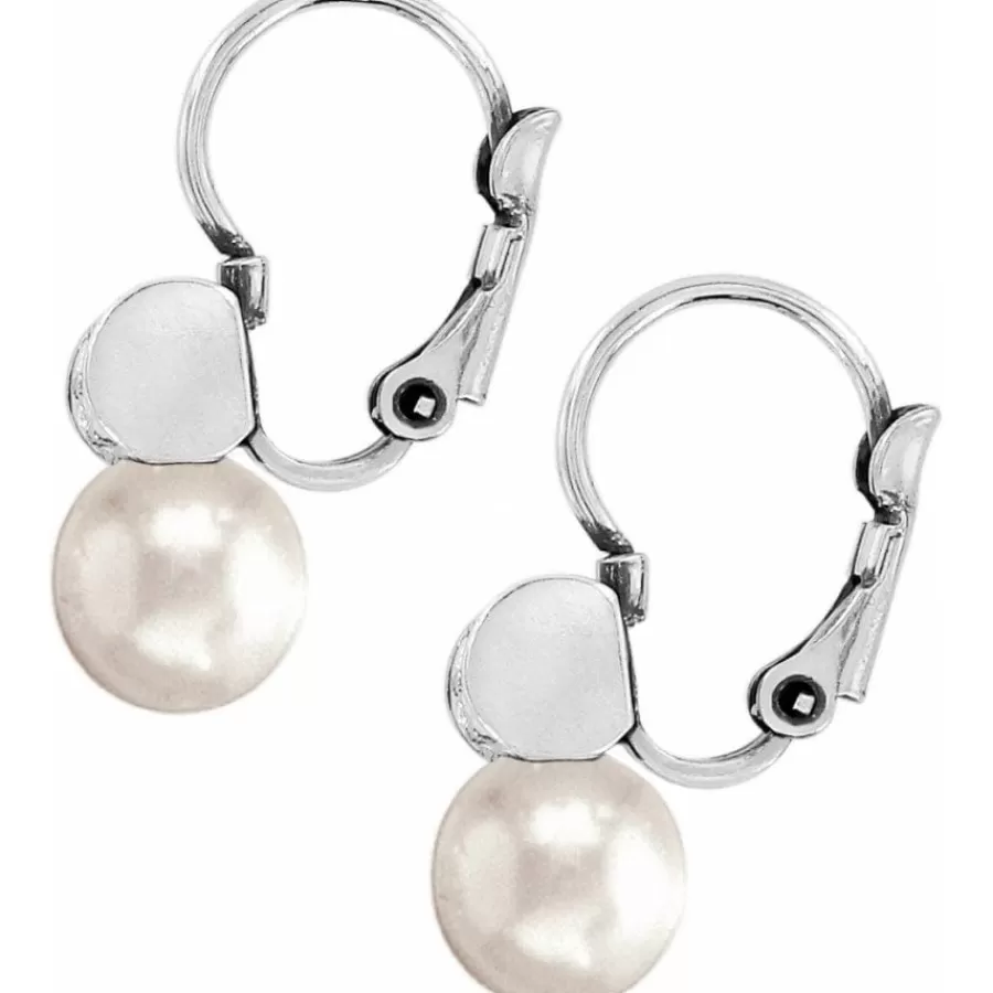 Earrings>Brighton Meridian Petite Pearl Leverback Earrings Silver-Pearl