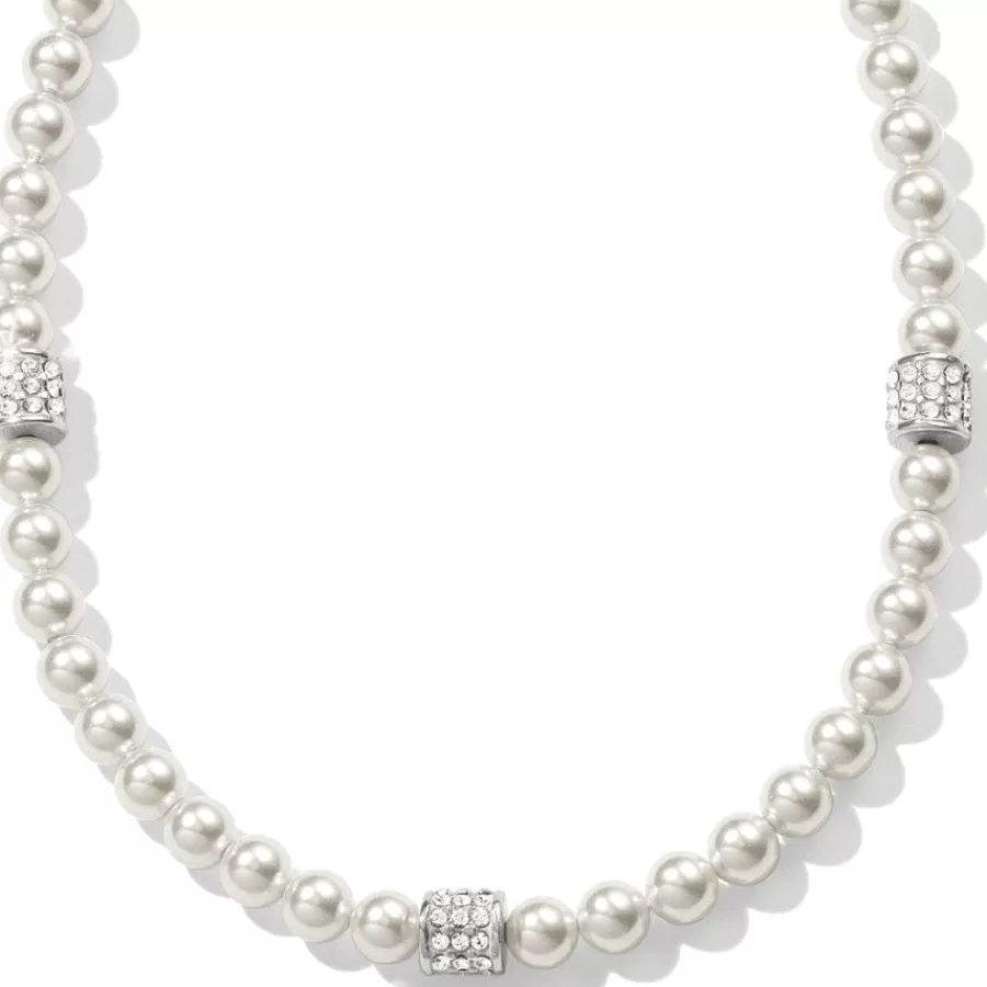 Necklaces>Brighton Meridian Petite Pearl Station Necklace Silver-Pearl