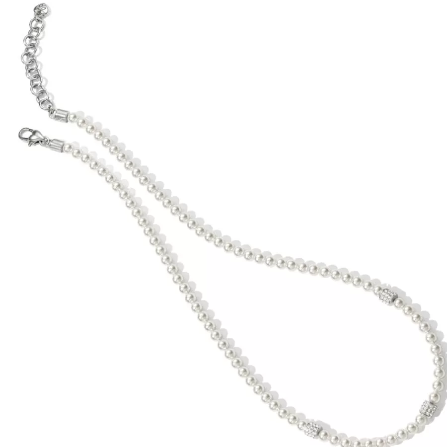 Necklaces>Brighton Meridian Petite Pearl Station Necklace Silver-Pearl