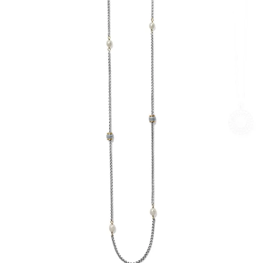 Necklaces>Brighton Meridian Petite Pearl Two Tone Long Necklace Silver-Pearl