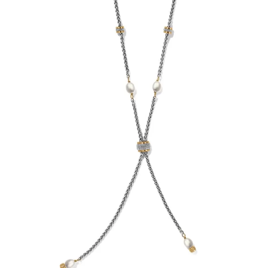 Necklaces>Brighton Meridian Petite Pearl Two Tone Y Necklace Silver-Pearl