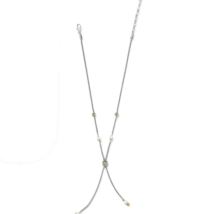 Necklaces>Brighton Meridian Petite Pearl Two Tone Y Necklace Silver-Pearl