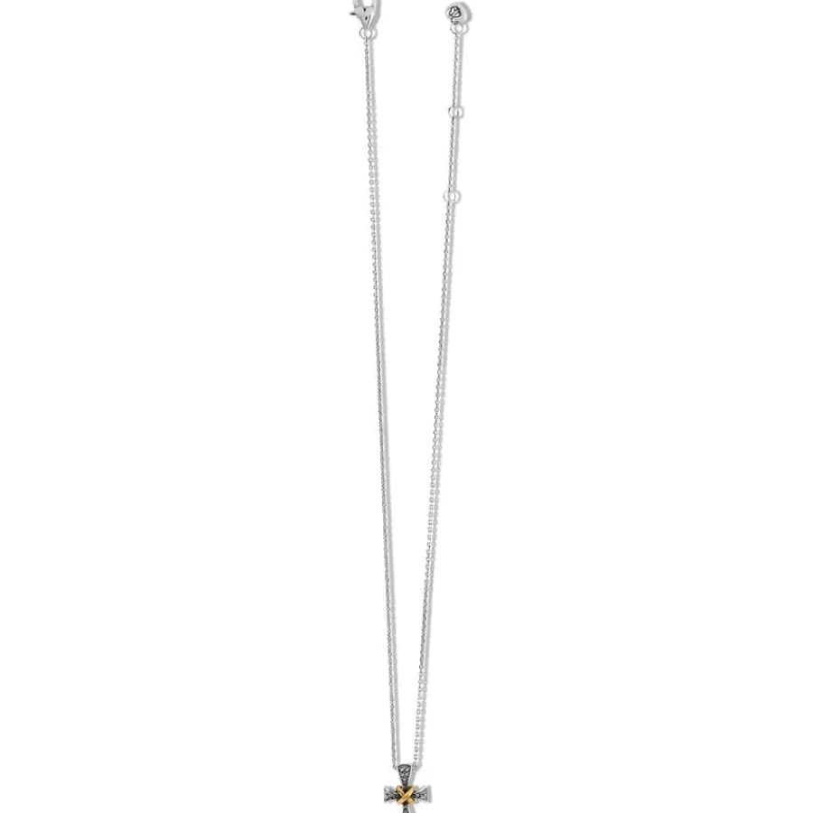 Necklaces>Brighton Meridian Two Tone Mini Cross Necklace Silver-Gold