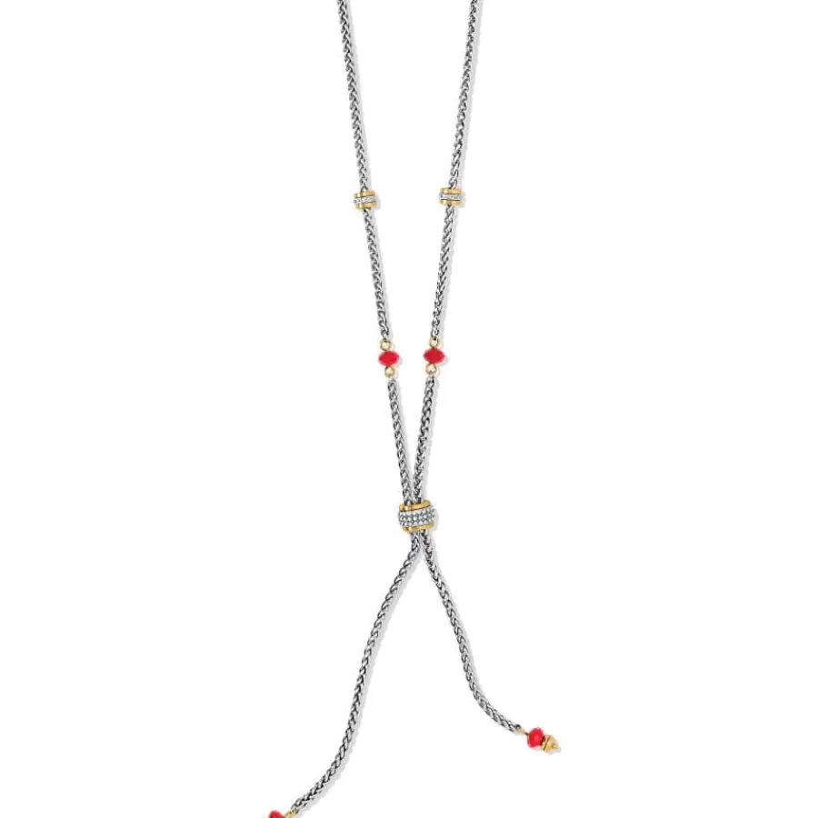 Necklaces>Brighton Meridian Two Tone Petite Y Necklace Gold-Red