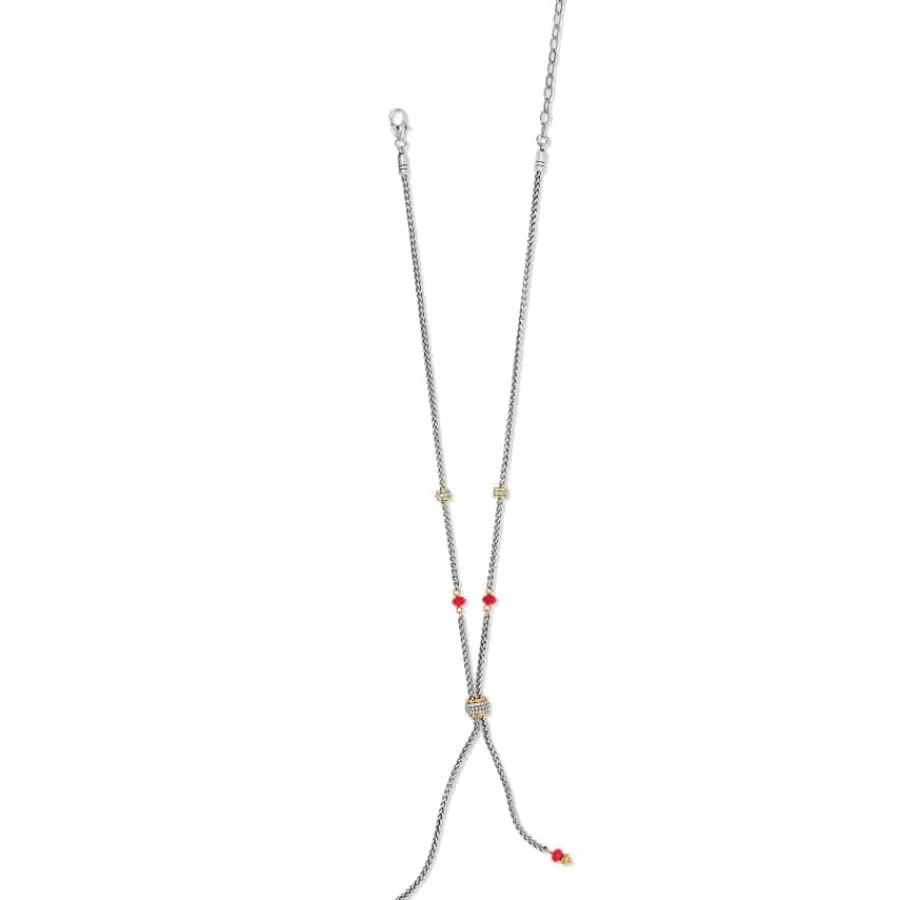 Necklaces>Brighton Meridian Two Tone Petite Y Necklace Gold-Red