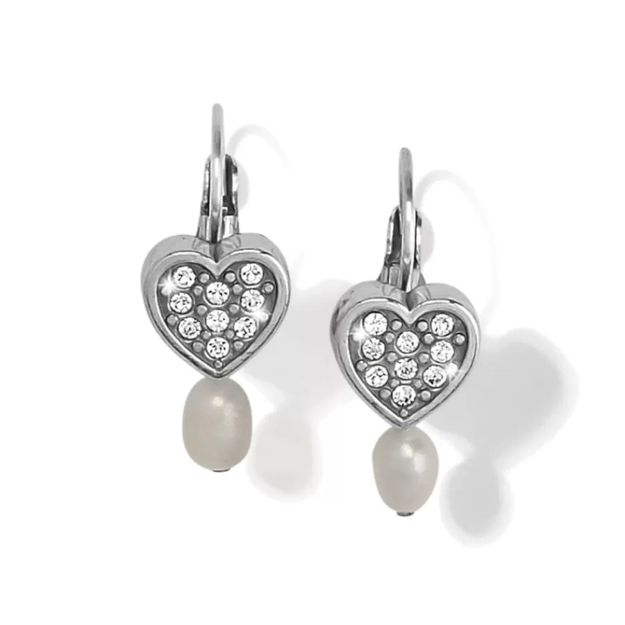 Earrings>Brighton Meridian Zenith Heart Pearl Leverback Earrings Silver-Pearl