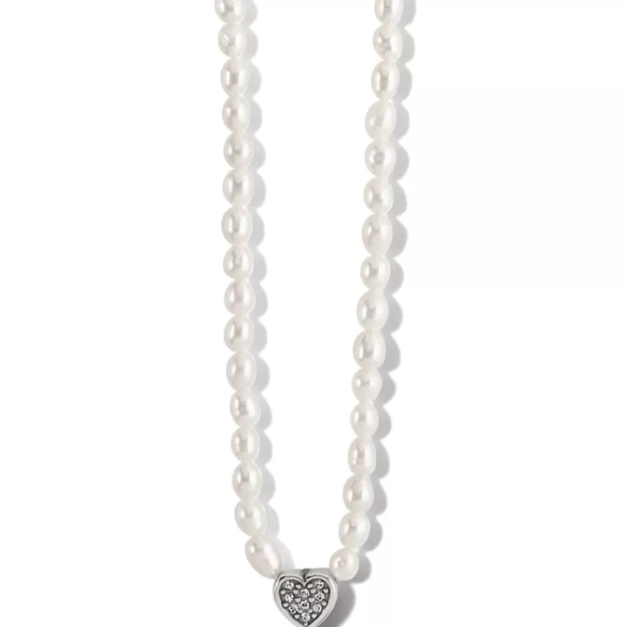 Necklaces>Brighton Meridian Zenith Heart Pearl Necklace Silver-Pearl