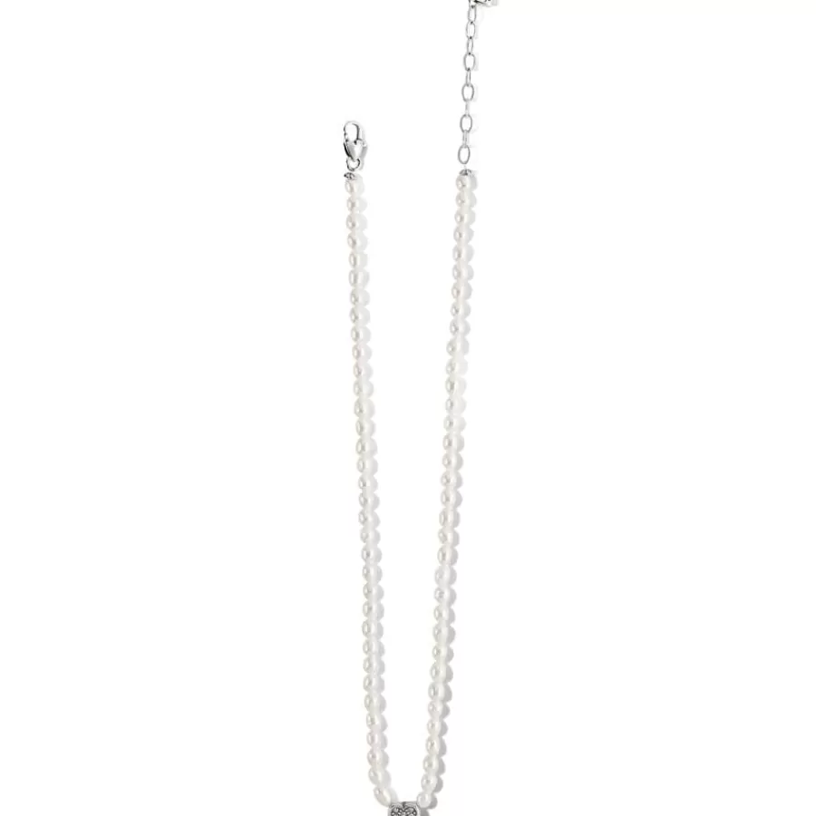 Necklaces>Brighton Meridian Zenith Heart Pearl Necklace Silver-Pearl