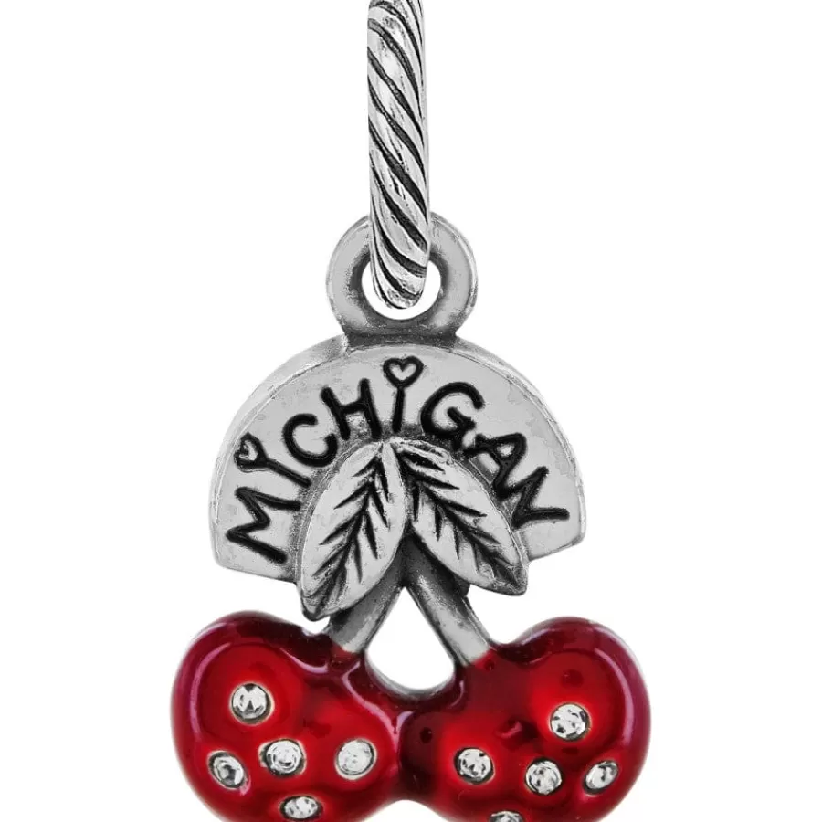 Charms>Brighton Michigan Charm Silver-Red