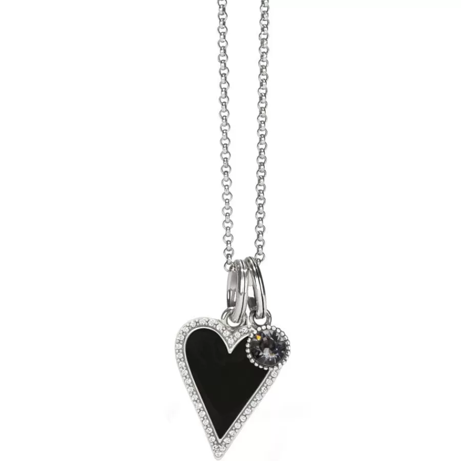 Ready-To-Wear Charm Sets>Brighton Midnight Heart Necklace Silver-Black