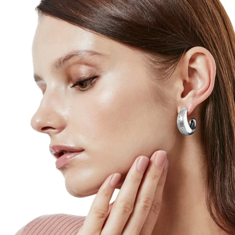 Earrings>Brighton Mingle Adore Hoop Earrings Silver